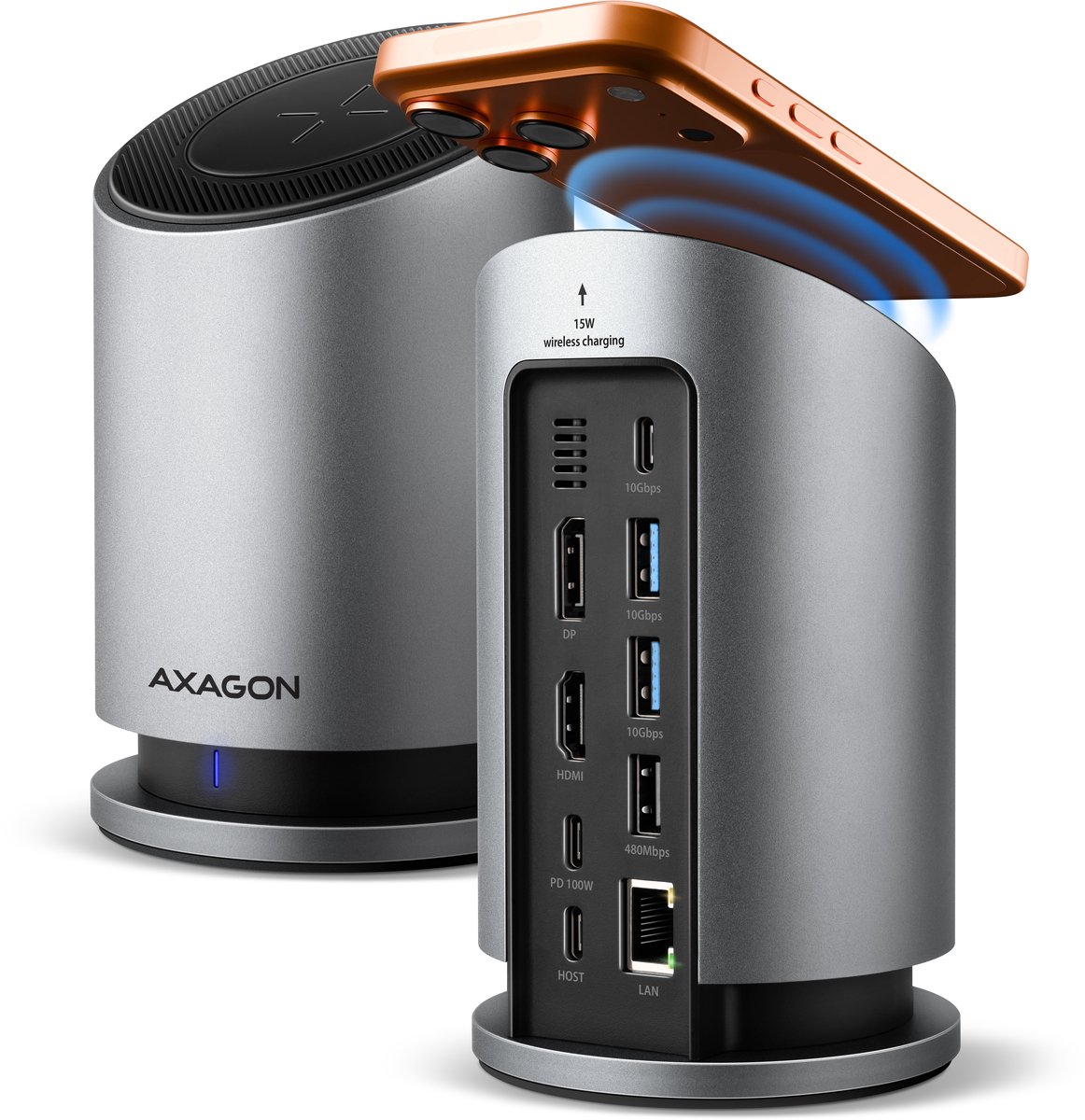AXAGON Docking station USB-C® incl. funzione di ricarica, Alimentazione USB-C®