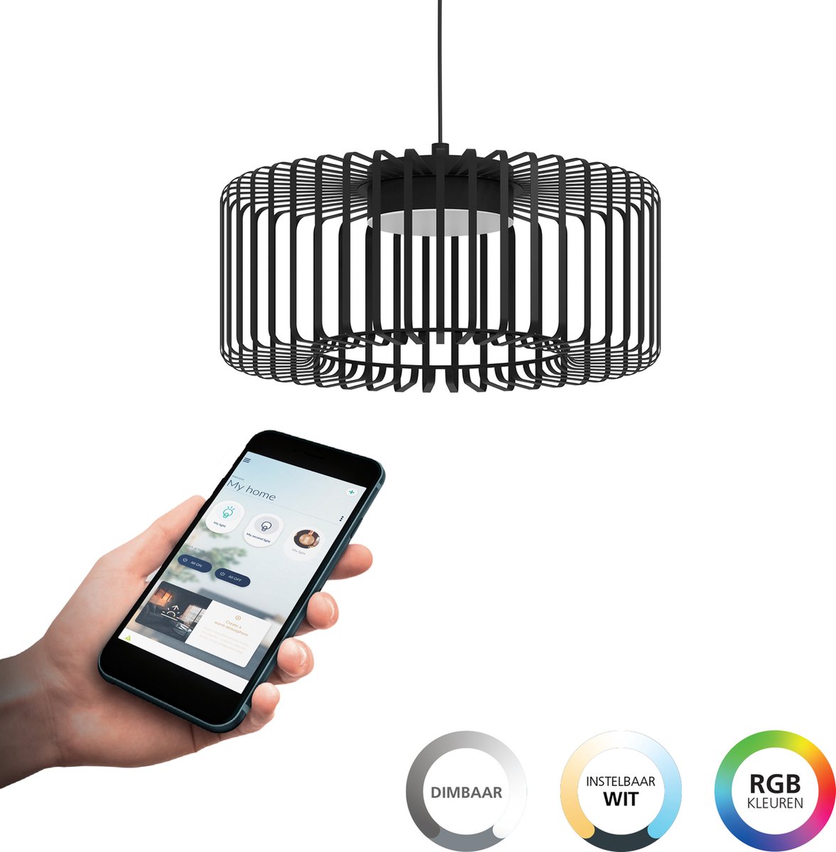 EGLO CONNECT.Z GINESTRONE SMART pendel sort/hvid M/FARVER(RGB) OG TUNABLE WHITE