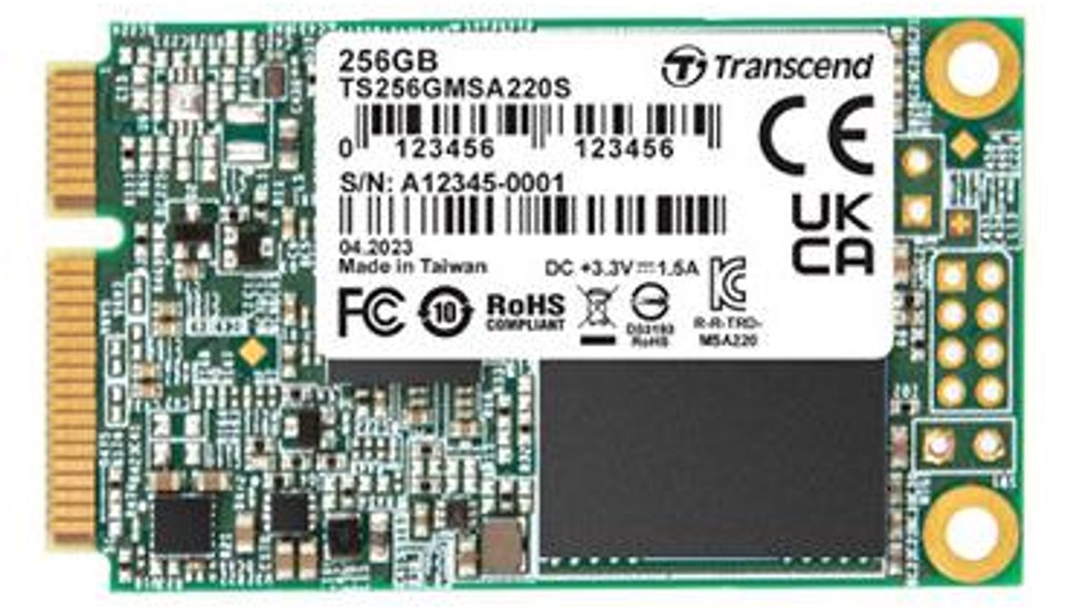 Transcend 220S 256 GB Memoria SSD interna mSATA SATA 6 Gb/s Dettaglio TS256GMSA220S