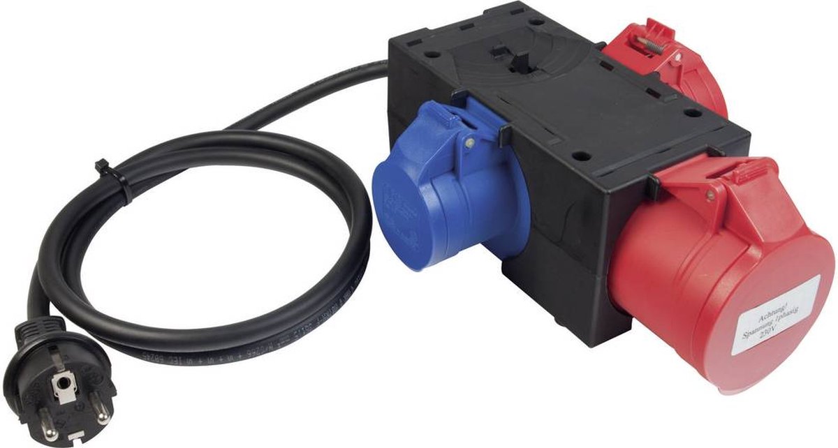 Benning 044147 Adattatore per misurazioni Spina schuko - Connettore Cara CEE, Connettore CEE Rosso, Blu