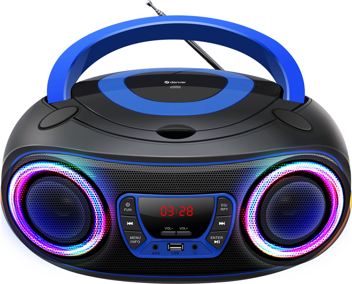 Denver TCL-212BT Radio CD FM AUX, CD, USB, Bluetooth illuminazione datmosfera Blu