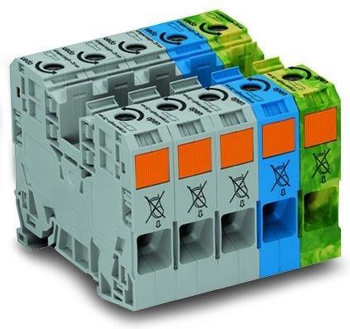 WAGO 285-139 Morsetto per trifase 16 mm A molla Grigio, Blu, Verde, Giallo 1 pz. Pezzo