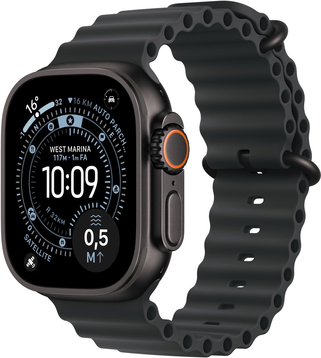 Apple Watch Ultra 3 GPS + Cellular 49 mm Alloggiamento in titanio Ocean Band Nero