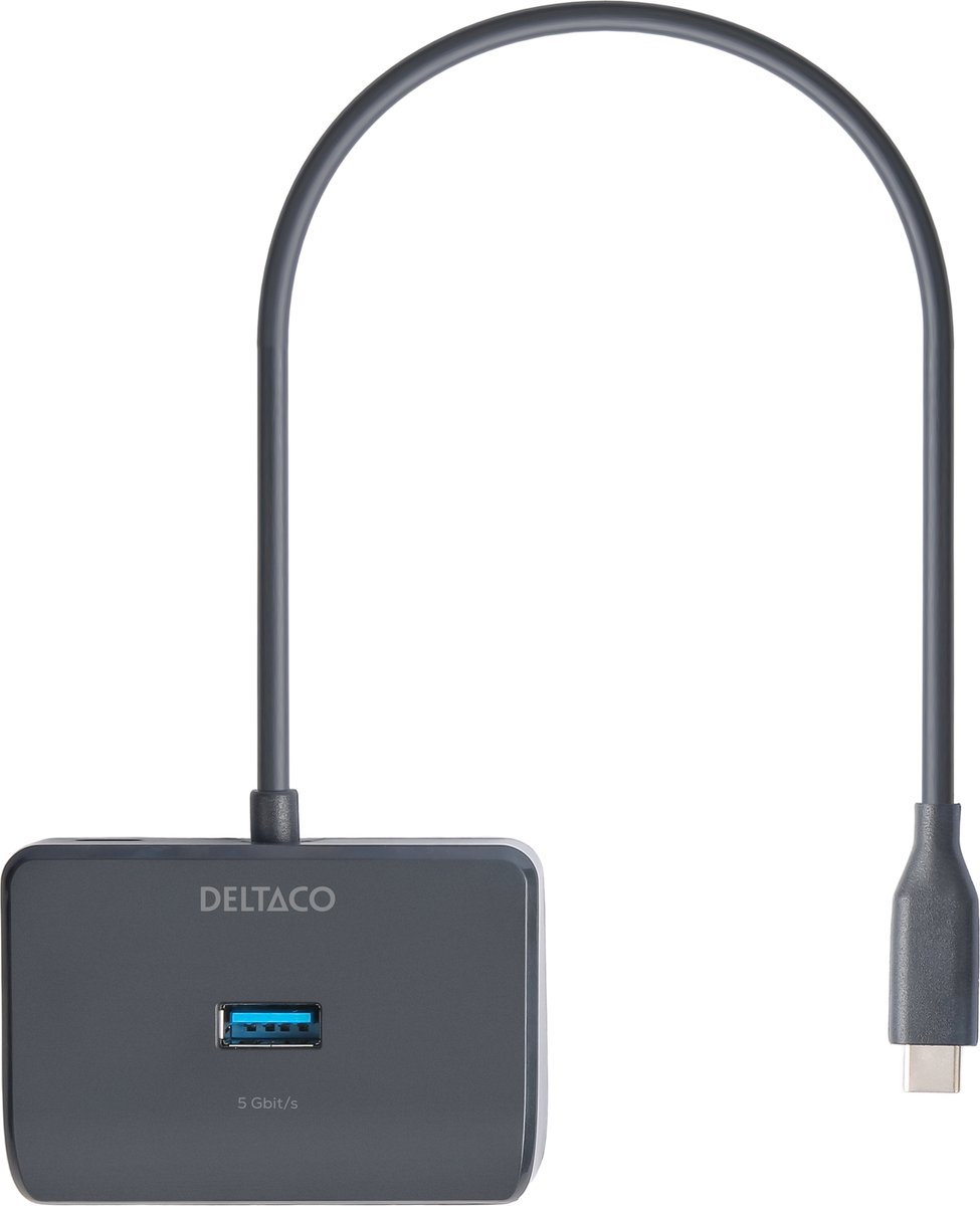 Deltaco HUB203 USB-C USB hub - USB 3.0 - 4 ports - Sølv