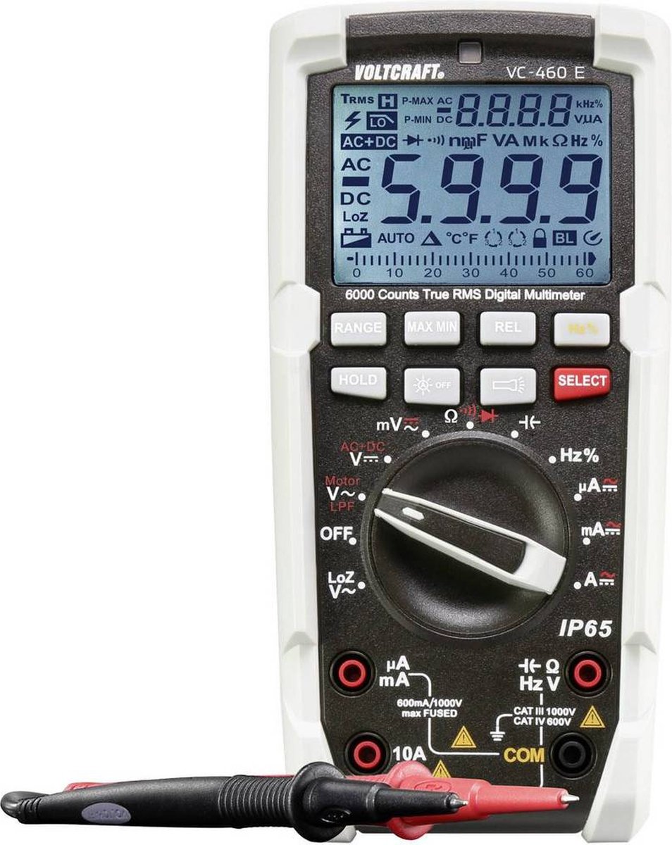 VOLTCRAFT VC-460 E Multimetro portatile Calibrato (ISO) digitale Protetto contro getti d acqua (IP65) CAT III 1000 V, CAT IV 600 V Display (Counts): 6000