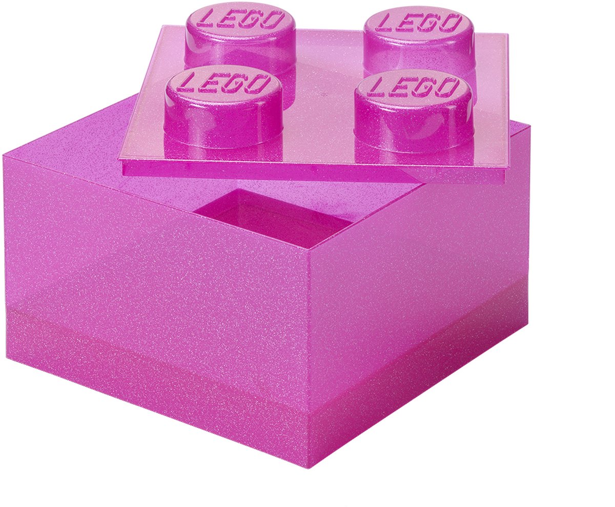 LEGO Storage Brick 4 Top Lid Glitter Medium Violet