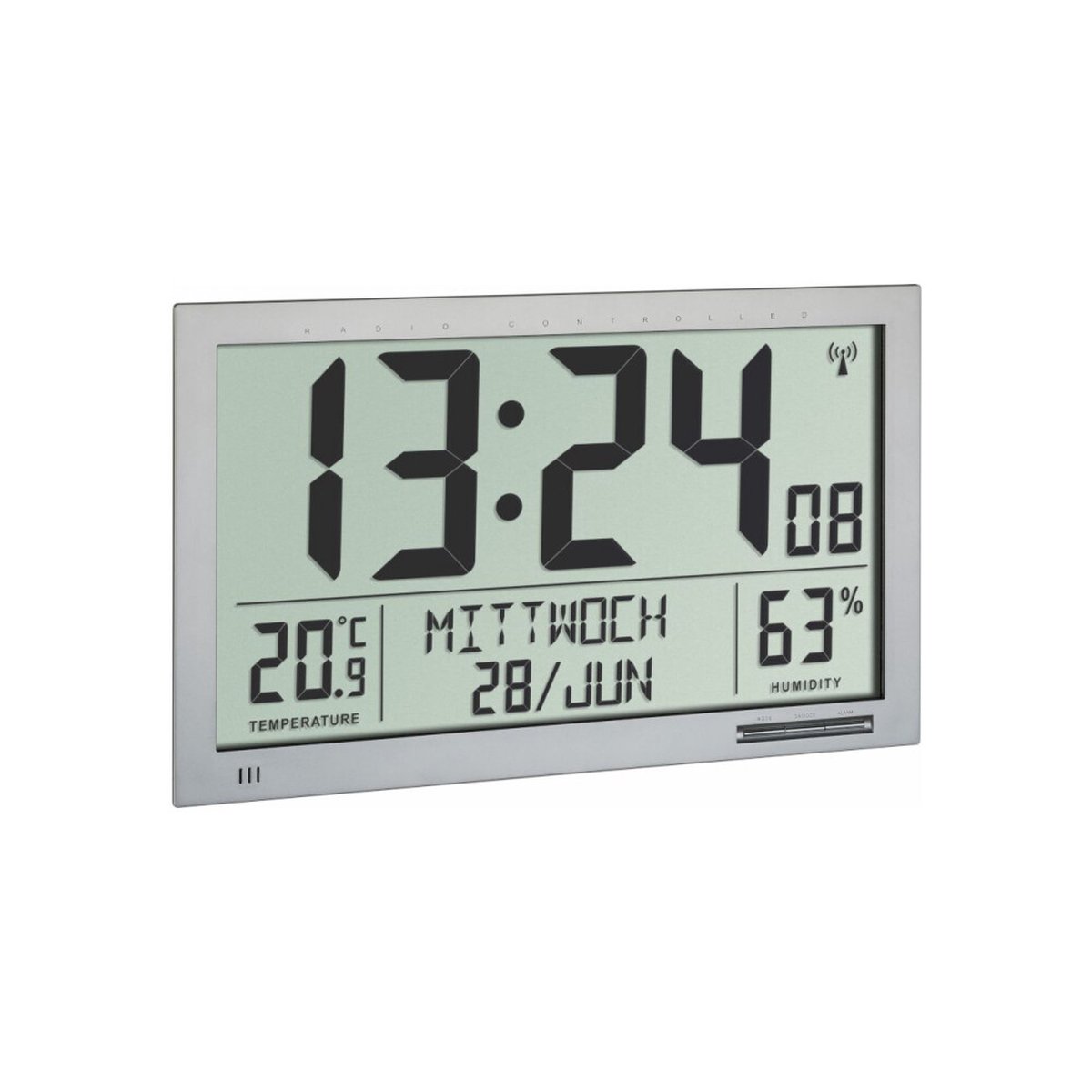 TFA Dostmann 60.4517.54 Radiocontrollato Orologio da parete 36.8 cm x 23 cm x 2.9 cm Argento Display grande