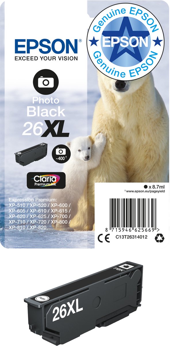 Epson 26XL Photo Black Ink / C13T26314012