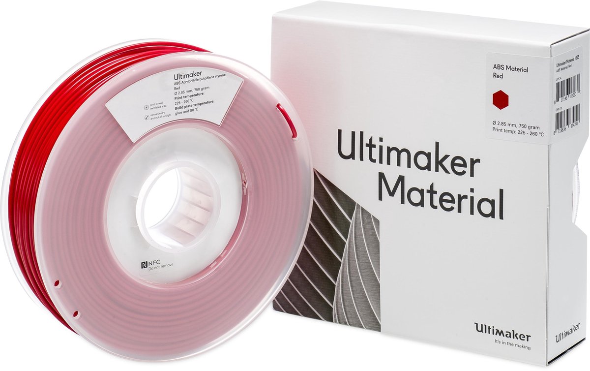 UltiMaker ABS - M2560 Red 750 - 206127 Filamento per stampante 3D Plastica ABS 2.85 mm 750 g Rosso 1 pz.