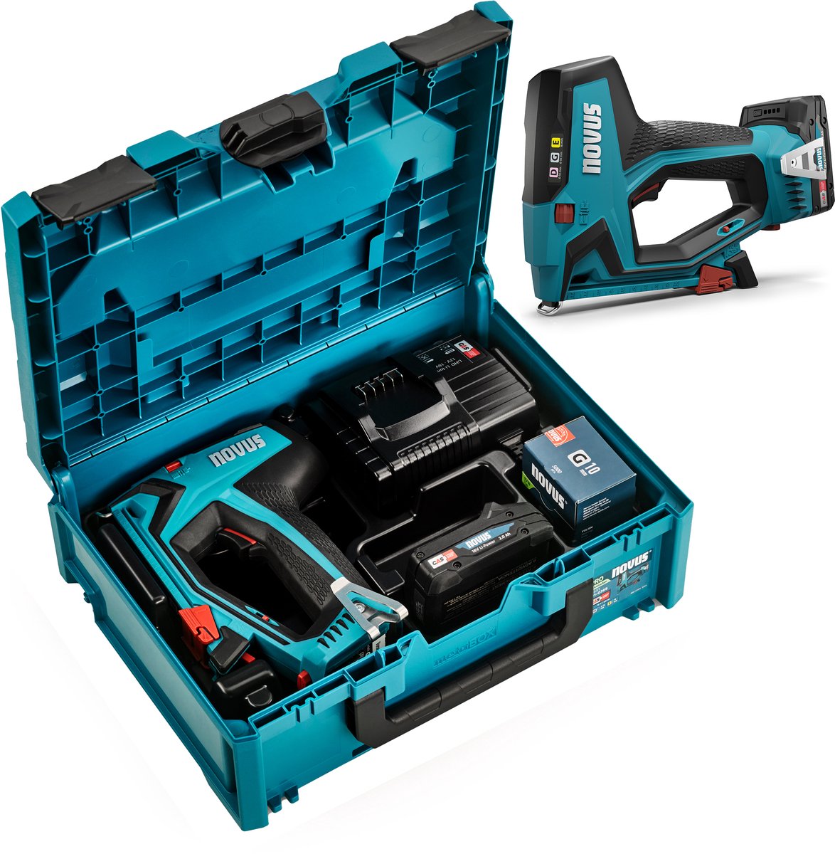 Novus Tools J-551 031-0366 Graffettatrice a batteria Tipo graffette tipo 53F Lunghezza graffette 6 - 14 mm incl. batteria ricaricabile, incl. caricabatterie