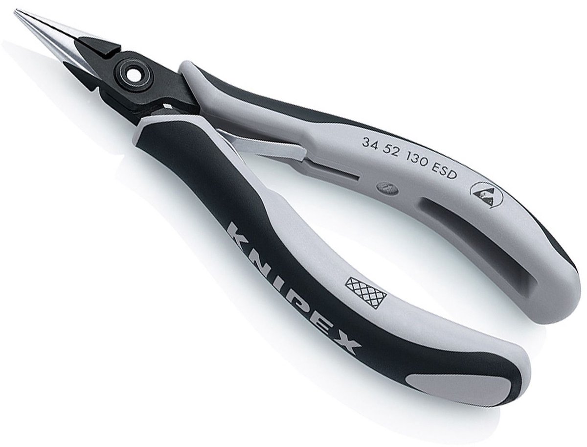 Knipex 34 52 130 ESD ESD Pinza con becchi mezzotondi Acciaio al cromo vanadio per cuscinetti a sfera 130 mm