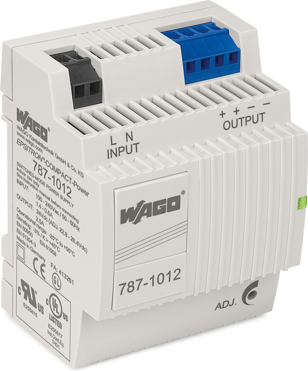 Alimentatore per guida DIN WAGO EPSITRON® COMPACT POWER 787-1012 26.4 V/DC 2.5 A 60 W 2 x