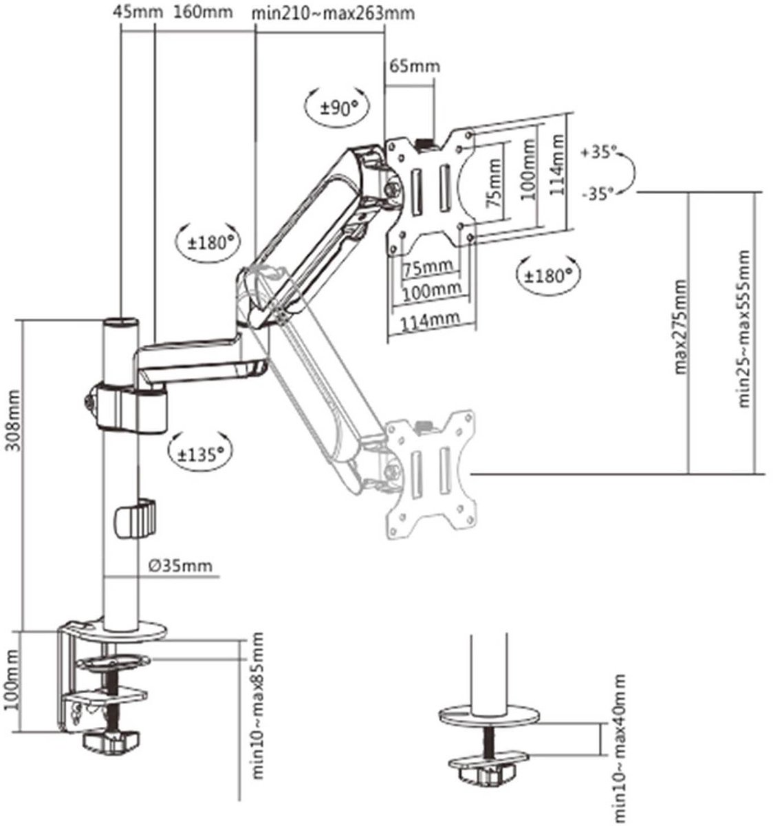 Support écran à fixer Gembird MA-DA1P-01 - 32" (9kg max) (Noir) #DEFAULT