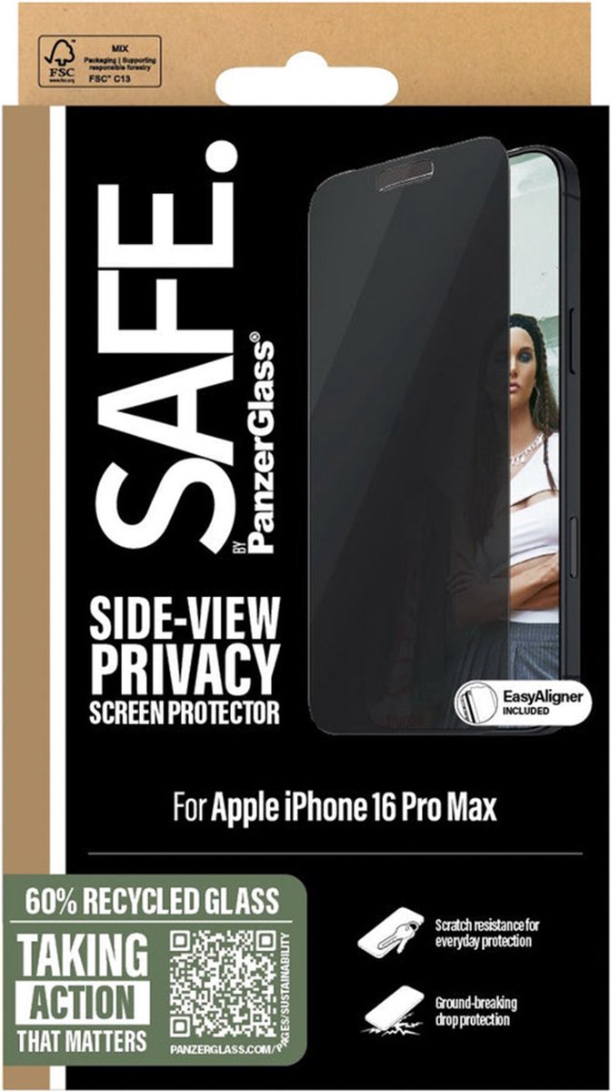 SAFE by PanzerGlass Privacy Screen Protector iPhone 16 Pro Max | Ultra-Wide Fit