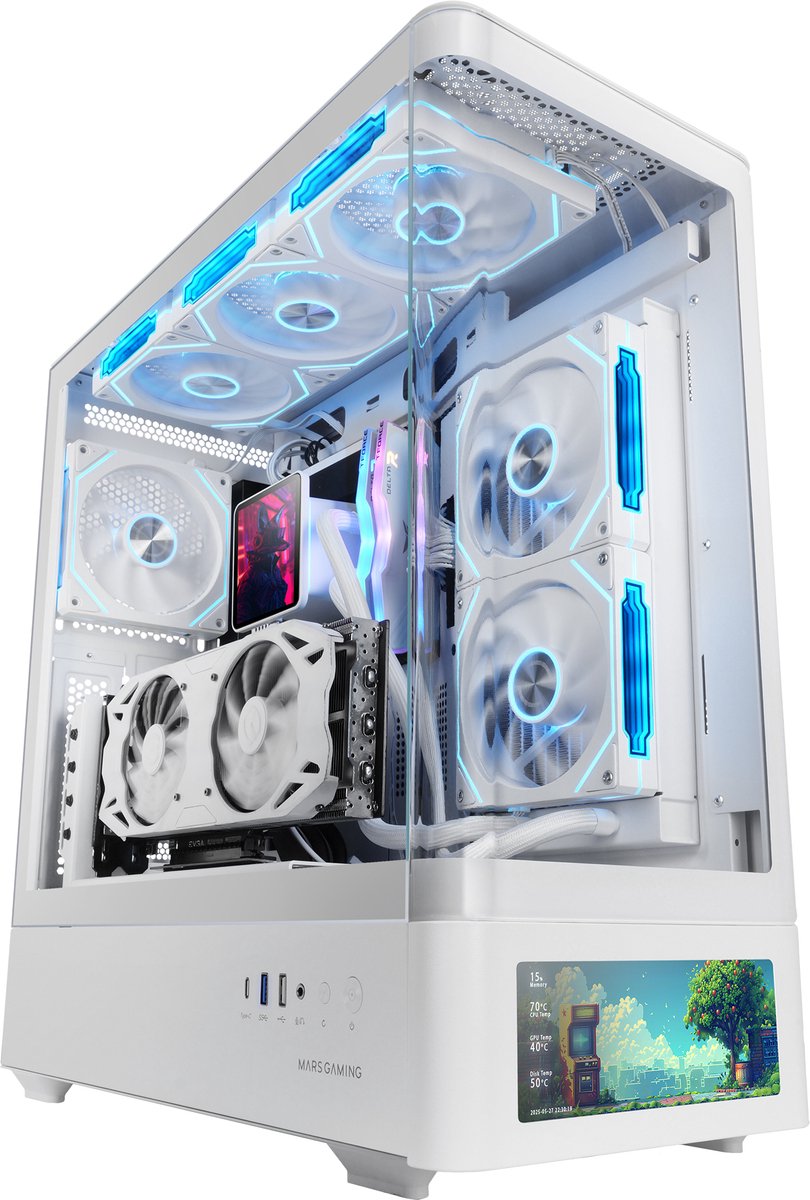 Boitier Moyen Tour ATX Mars Gaming MC-LCD Pro avec panneaux vitrés (Blanc) #3POURCENT