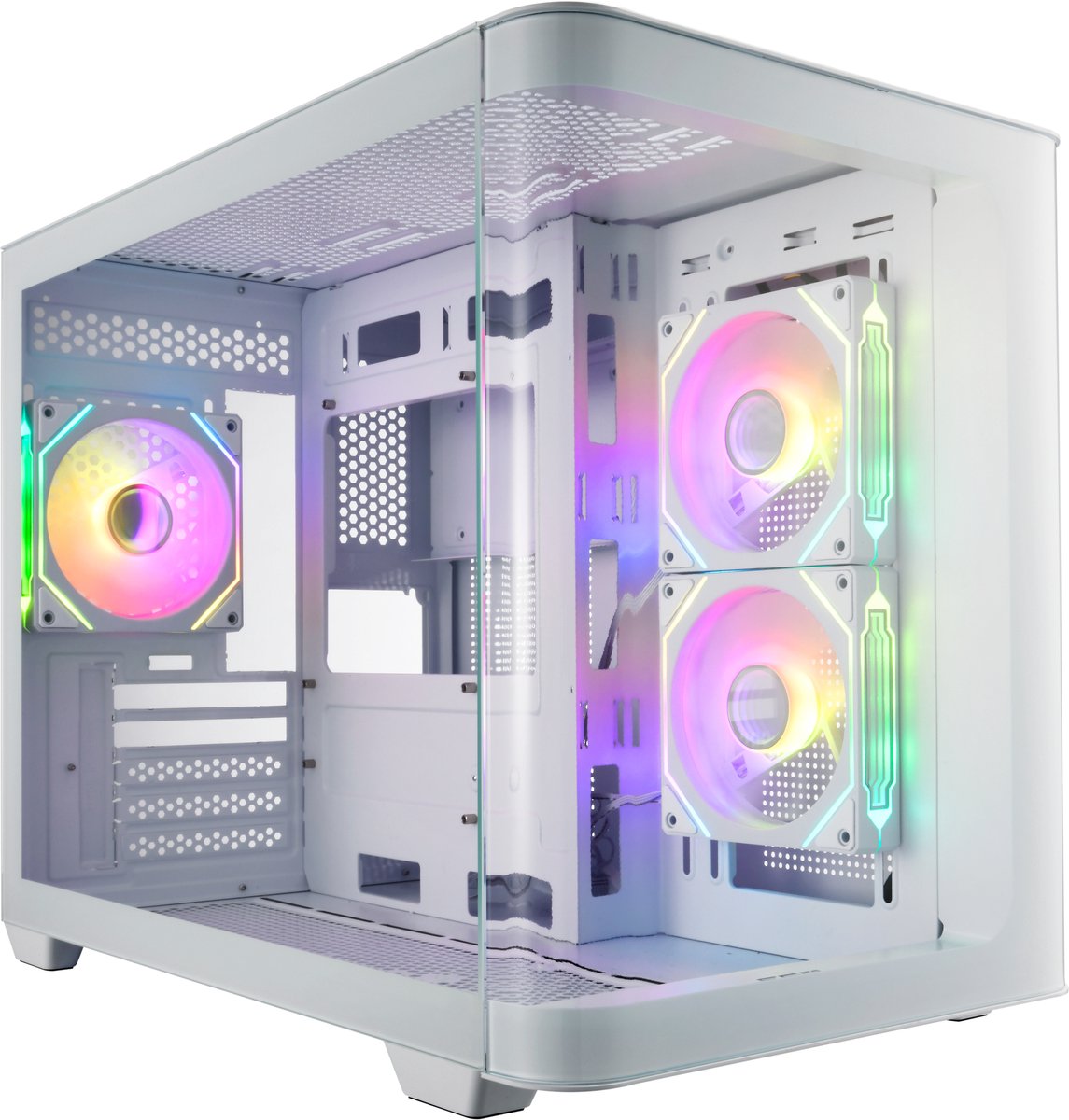 Tour midi FSP Fortron POC0000244 Boîtier gaming blanc fenêtre latérale