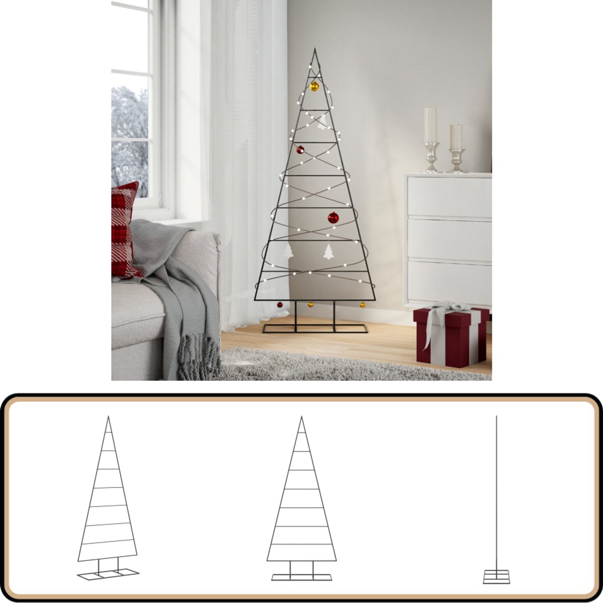 Metall-Weihnachtsbaum für Dekorationen Schwarz 150 cm