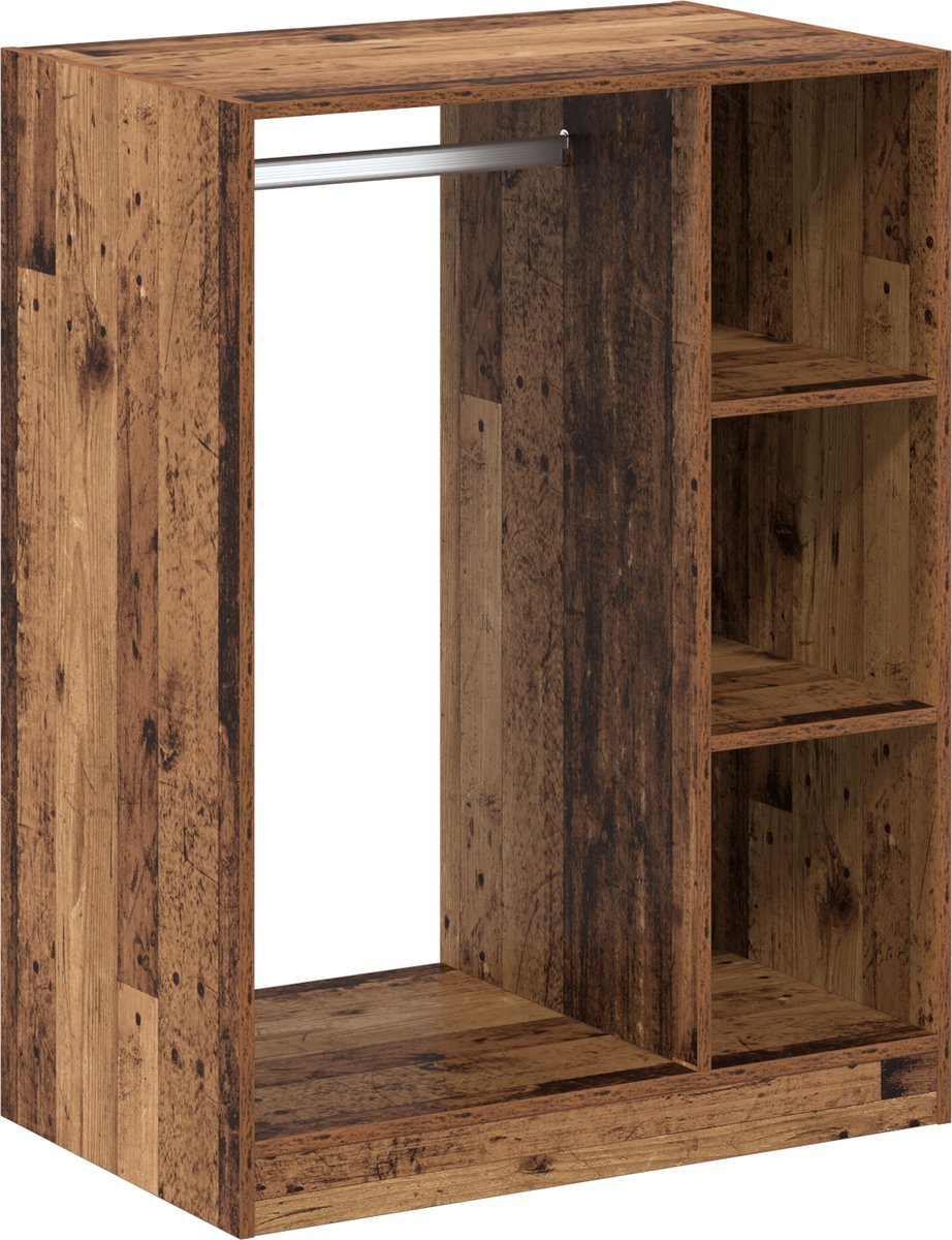 Kleiderschrank mit Regal und Stauraum Altholz-Optik 77 x 48 x 102 cm