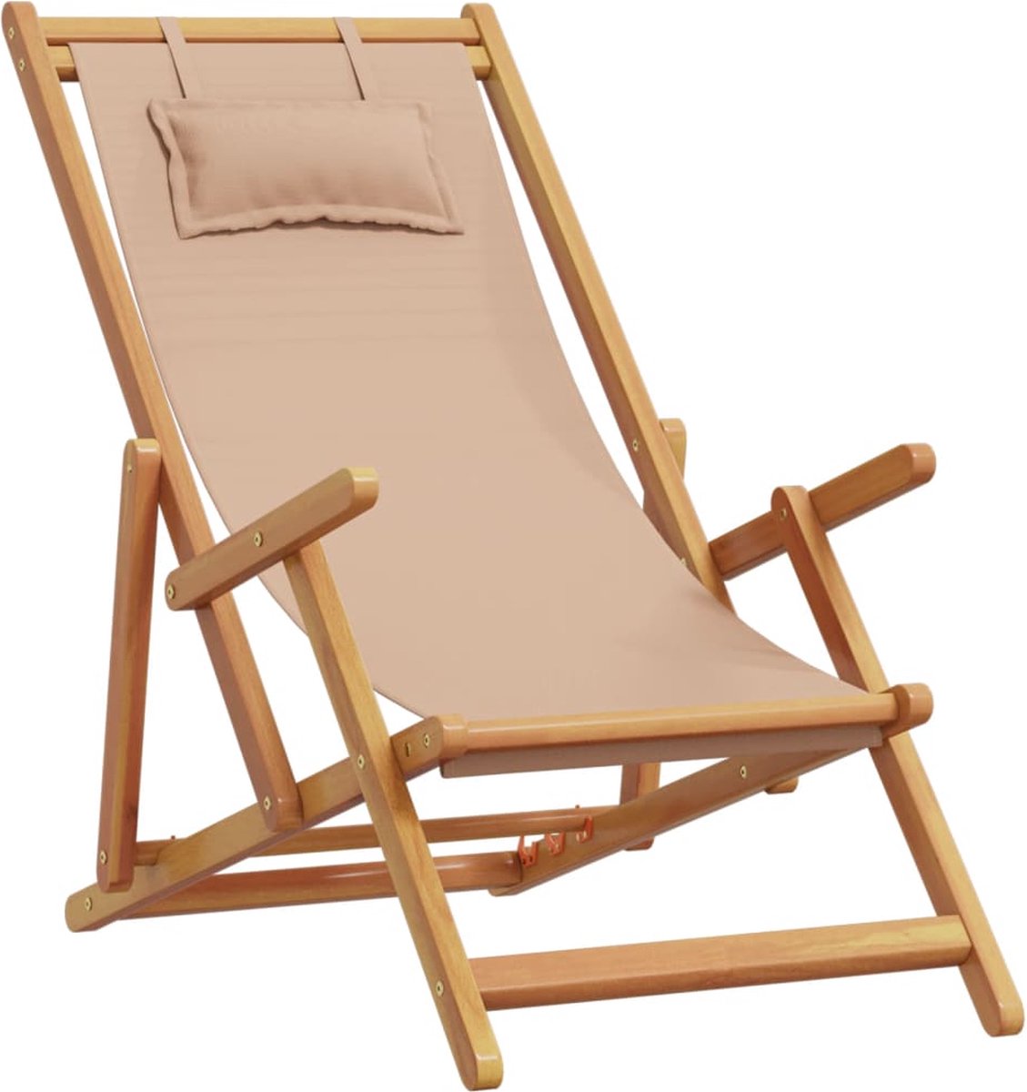 Klapp-Strandstuhl Taupe Massives Eukalyptusholz und Stoff