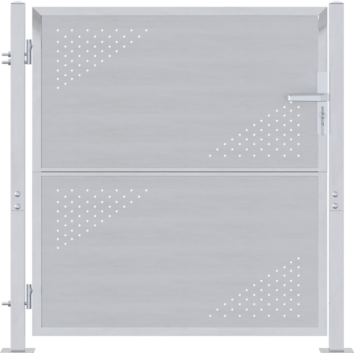 Gartentor mit Schloss Silber 85 x 97 cm Edelstahl