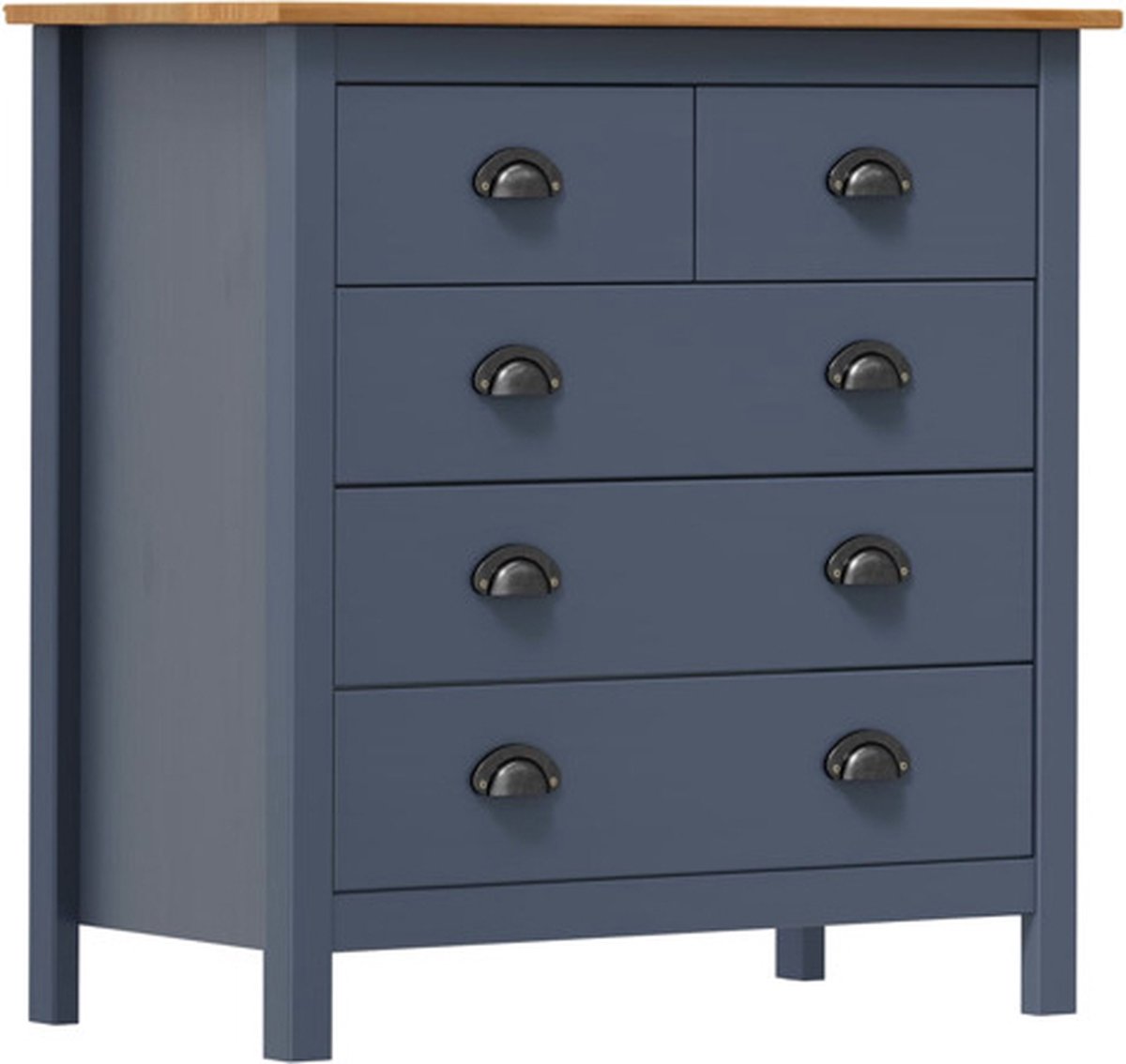 Hill Sideboard in Grau 79 x 40 x 80 cm Massivholz Kiefer