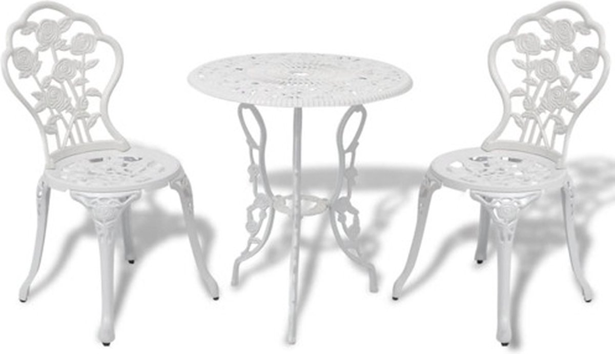 3-teiliges Bistro-Set Gusseisen Weiß