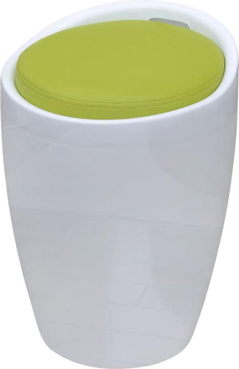 Weißer und grüner Hocker aus Kunstleder