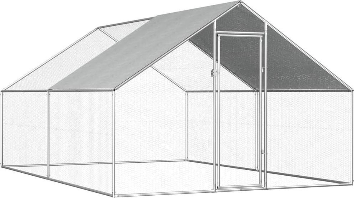 Hühnerstall für den Außenbereich 2,75 x 4 x 1,92 m Verzinkter Stahl