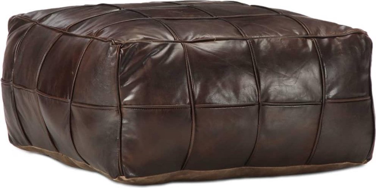 Hocker in Dunkelbraun 60 x 60 x 30 cm Echtes Ziegenleder