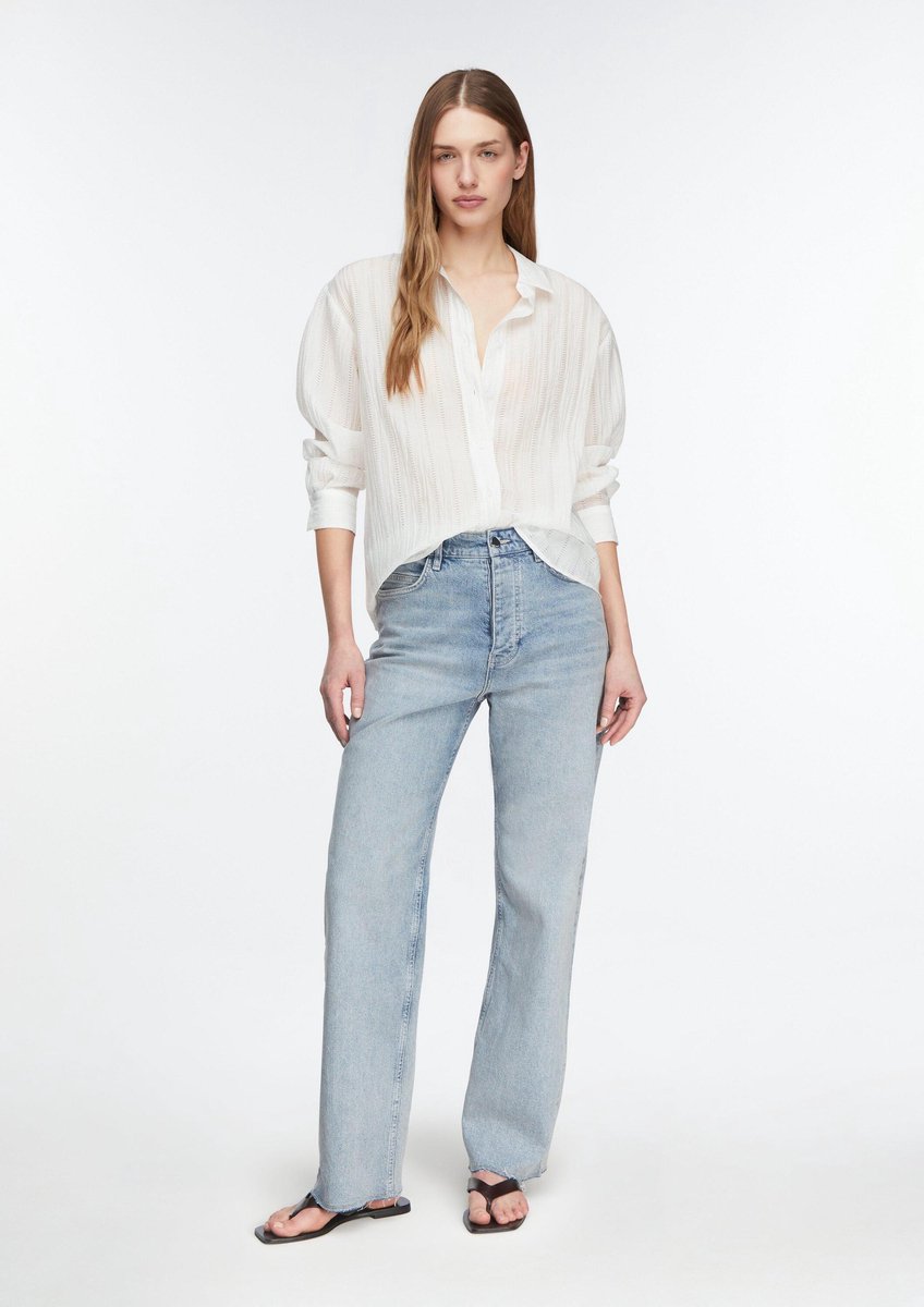 Hochgeschnittene Straight Jeans mit fransigem Saum für Damen COMMA