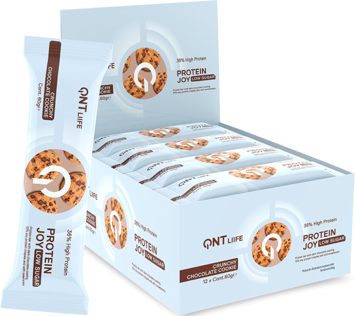 Karamell-Protein-Nahrung QNT Protein Joy 36% Low Sugar Crunchy Chocolate Cookie