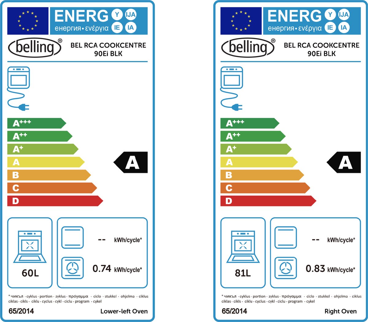 Belling 444411795 cooker Range cooker Electric Zone induction hob Black BEL RCA COOKCENTRE 90Ei BLK