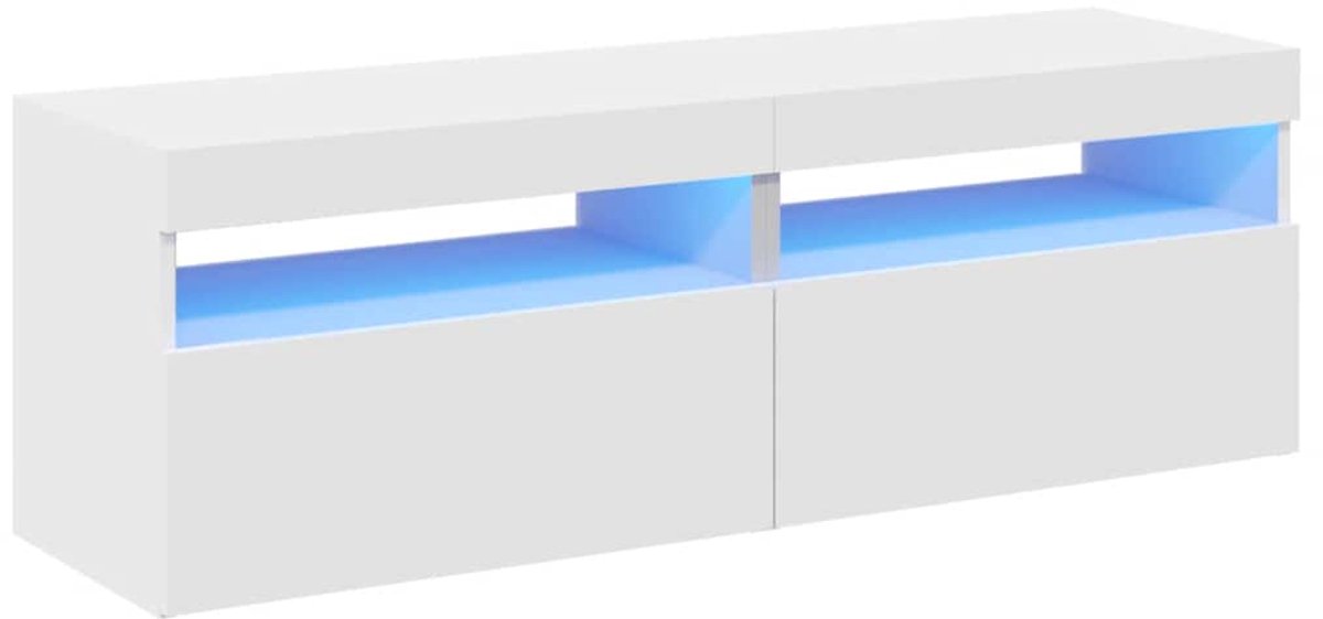 vidaXL TV-Schränke mit LED-Leuchten 2 Stk. Weiß 60x35x40cm