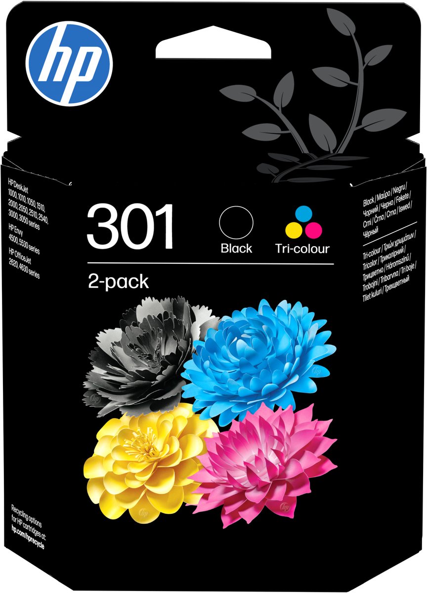 HP Pack de ahorro de 2 cartuchos de tinta original 301 negro/Tri-color