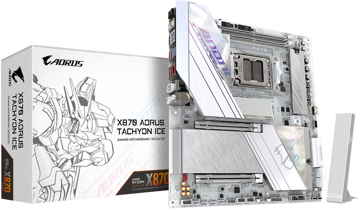 GIGABYTE X870 AORUS TACHYON ICE Bundkort - AMD X870 - AMD AM5 - DDR5 RAM - Extended ATX