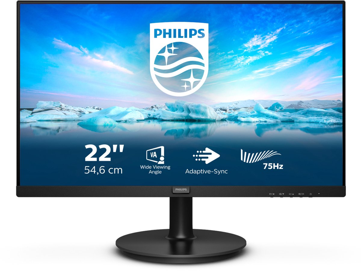 22" Philips V-line 222V8LA - 1920x1080 (FHD) - 75Hz - VA