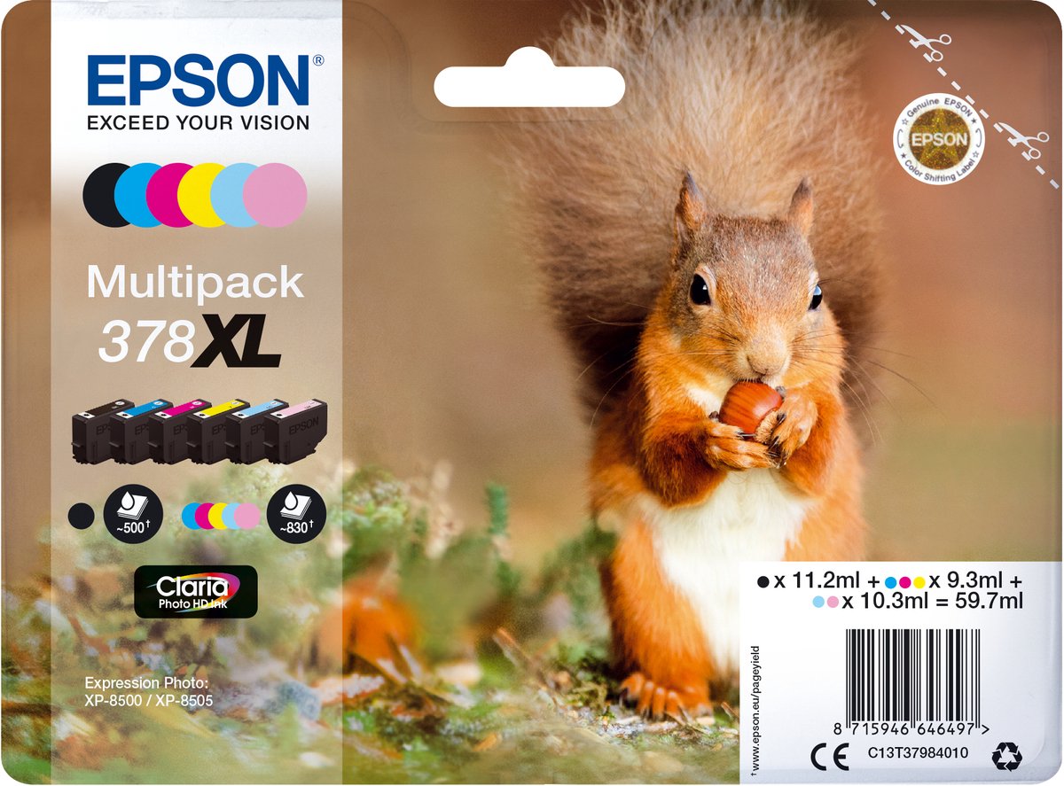 Epson 378XL Multipack - 6-pack Black - Black/Yellow/Cyan/Magenta/Light Magenta/light Cyan