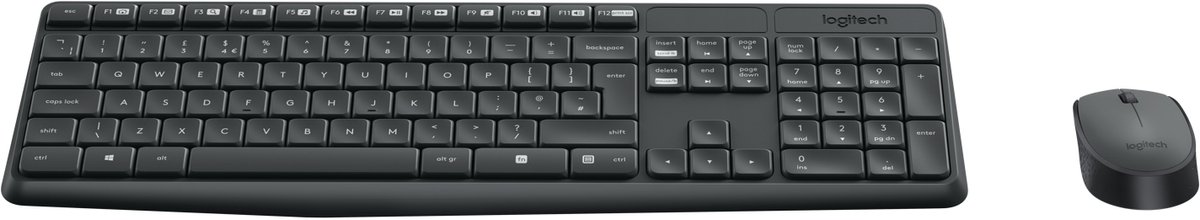Logitech MK235 - keyboard and mouse set - Hungarian - Tastatur & Mus sæt - Ungarsk - Sort