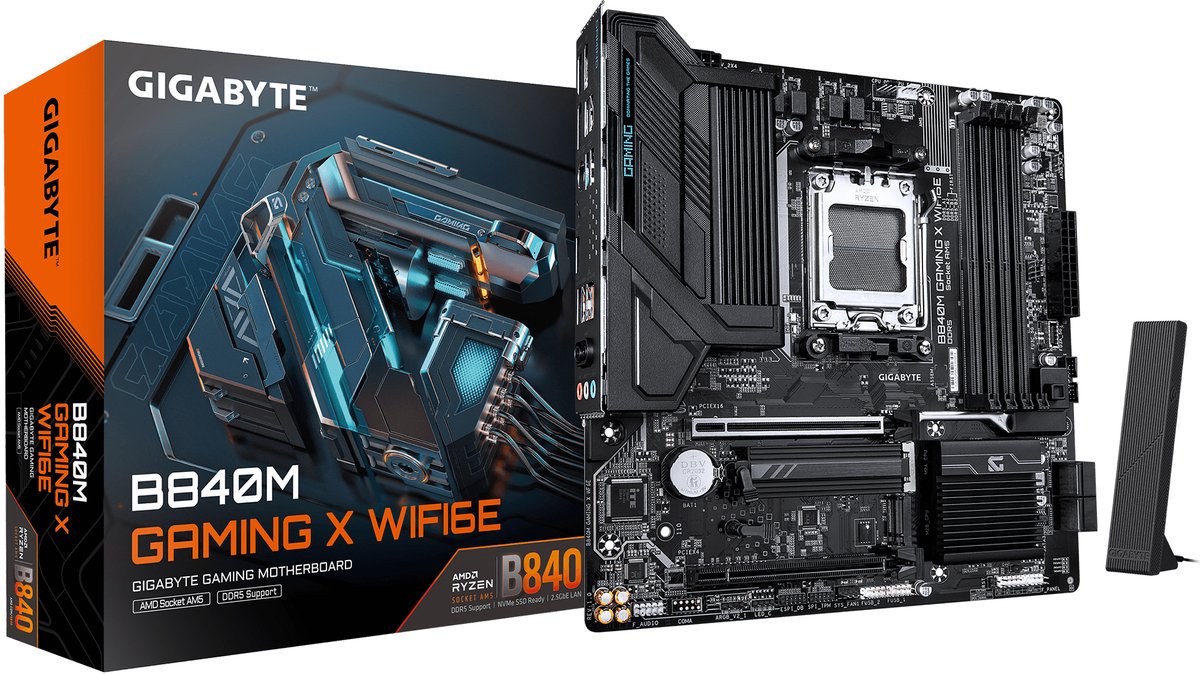 GIGABYTE B840M GAMING X WIFI6E Bundkort - AMD B840 - AMD AM5 - DDR5 RAM - Micro-ATX