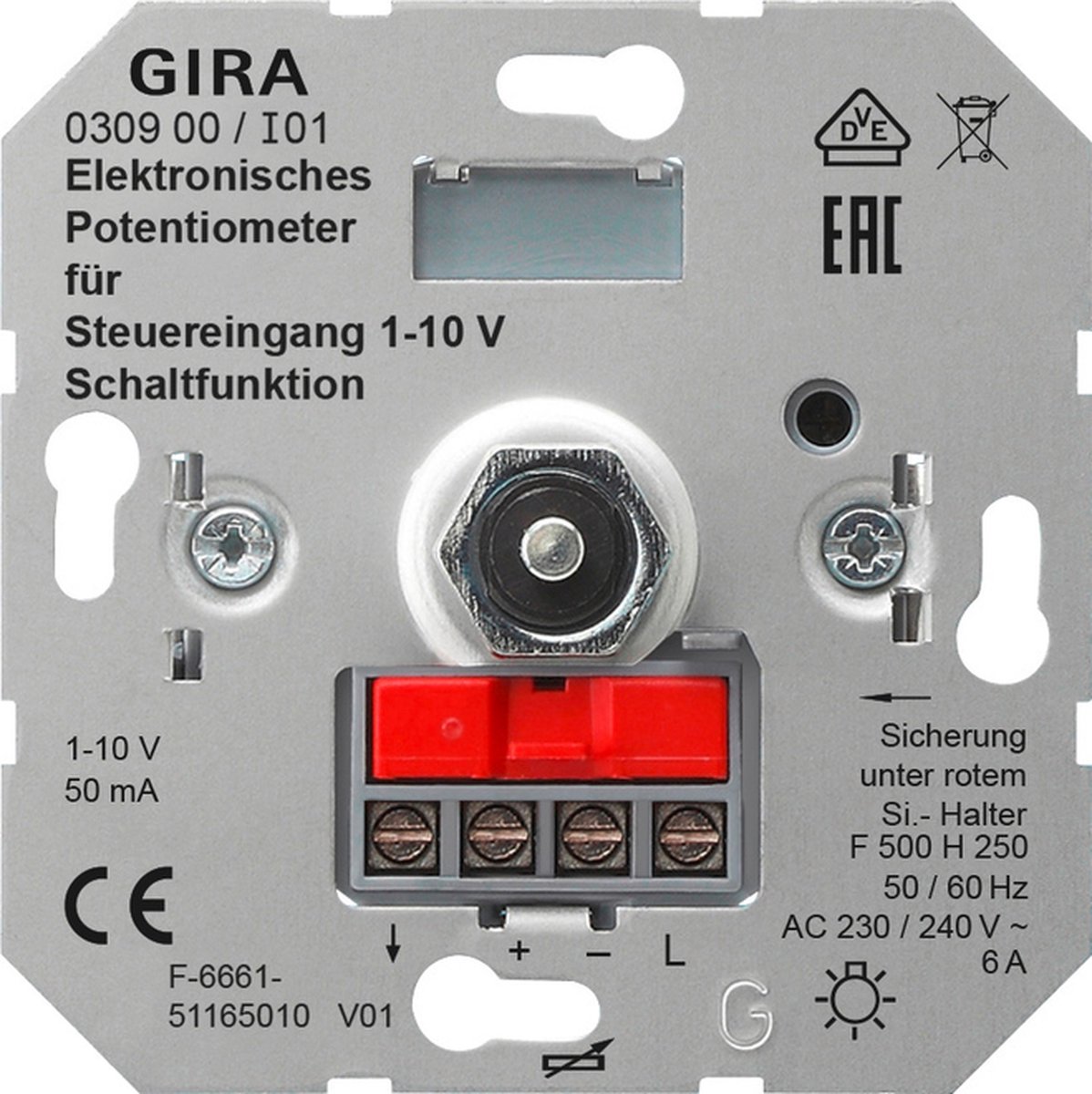 GIRA 030900 Gira Potentiomètre rotatif avec interrupteur 6 A 1 pc(s)