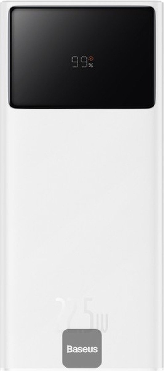 Baseus Star-Lord 20000mAh 22.5W Powerbank with Digital Display and USB-C 3A Cable 30cm - White - 20000 mAh