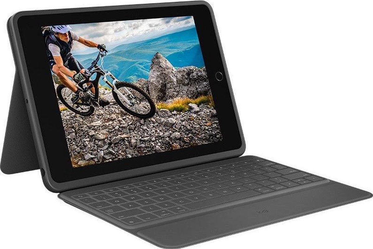 Logitech Rugged Folio - keyboard and folio case - UK English - Tastatur & Folio sæt - Engelsk - UK - Sort