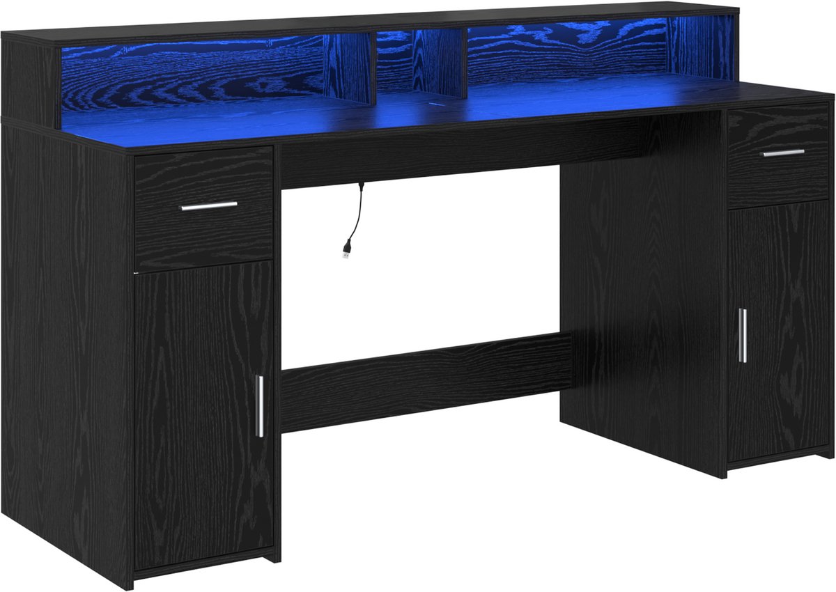 Schreibtisch Schwarzeiche 160 x 55 x 91 cm Holzwerkstoff