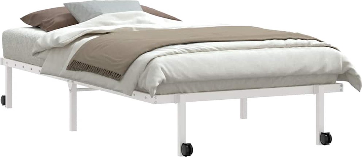 Klappbettgestell ohne Matratze Weiß 100x190 cm Stahl
