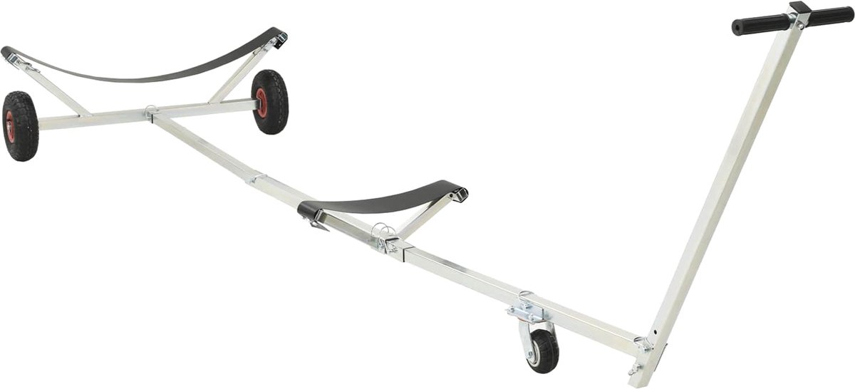 Verstellbarer Bootsanhänger mit Luftreifen 200 kg Traglast Silber