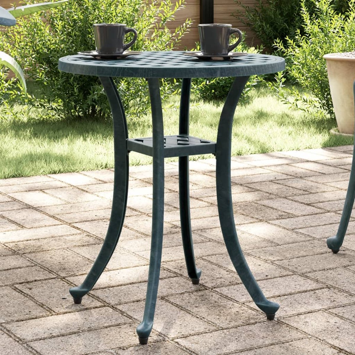 Gartentisch Grün Ø48x53 cm Gusseisen