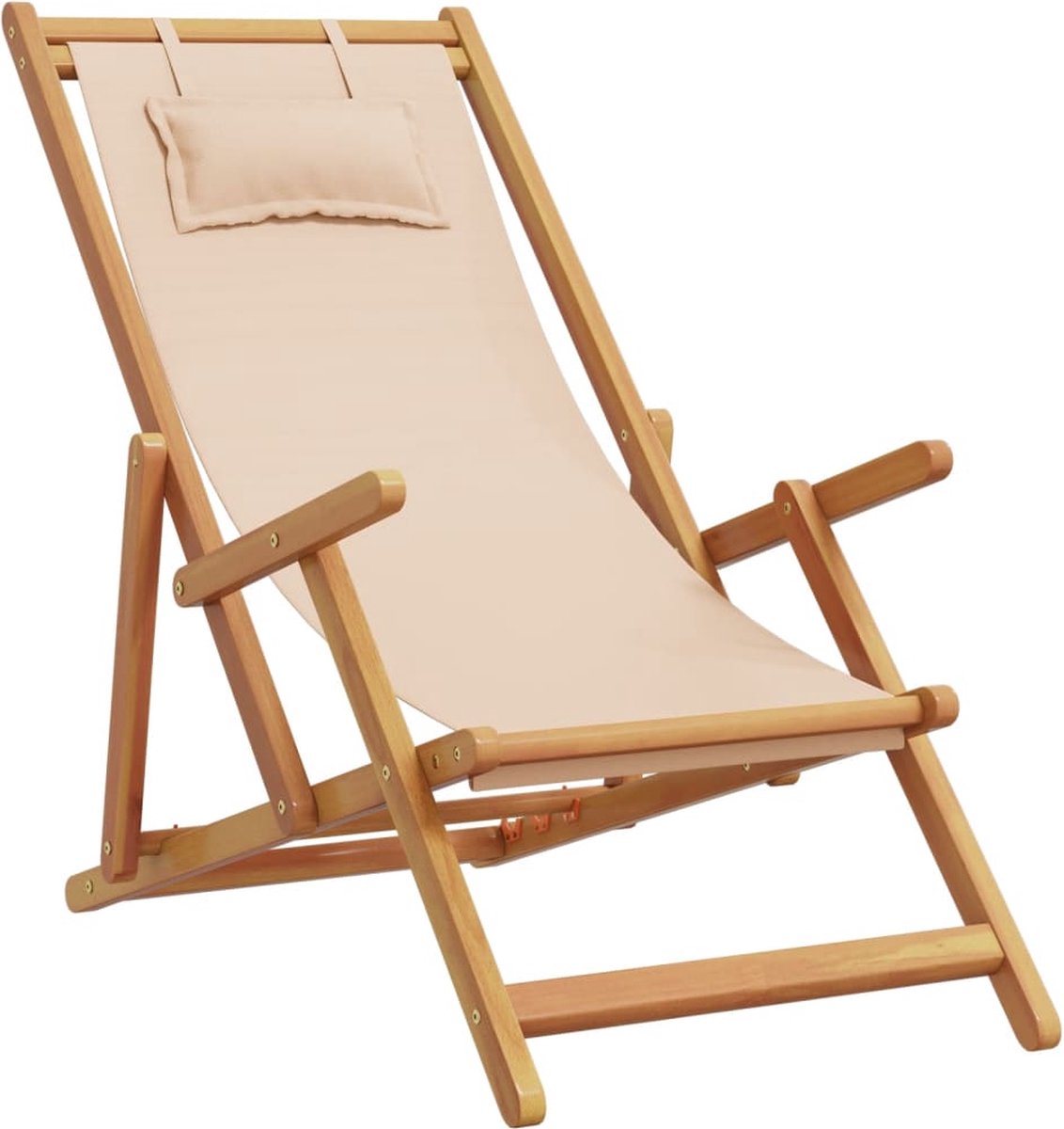 Faltbarer Strandstuhl Beige Massives Eukalyptusholz und Stoff