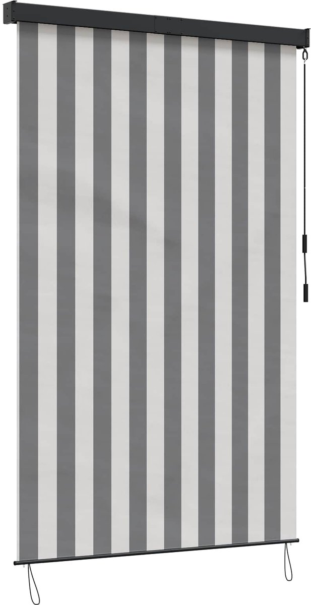 Außenrollladen Anthrazit und Weiß 100 x 250 cm Stoff und Aluminium