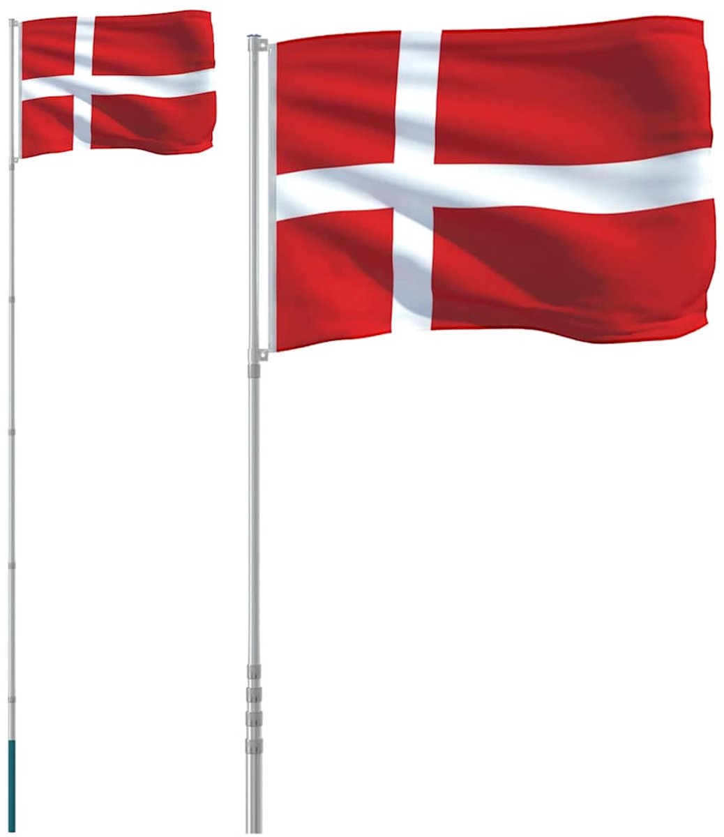 Dänische Flagge mit 5,5 m Aluminiummast