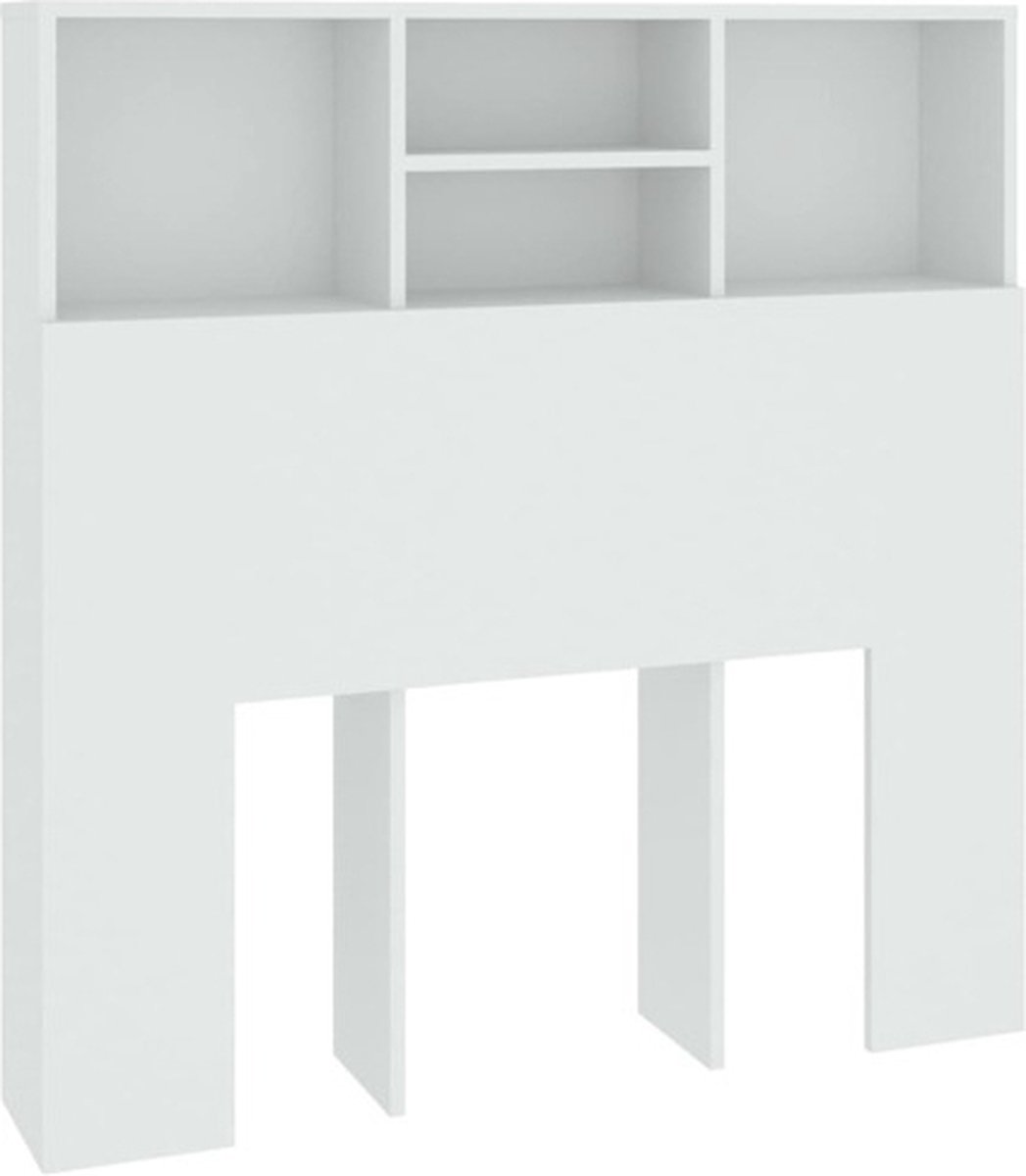 vidaXL Bett-Kopfteil mit Ablagen Weiß 100x19x103,5 cm